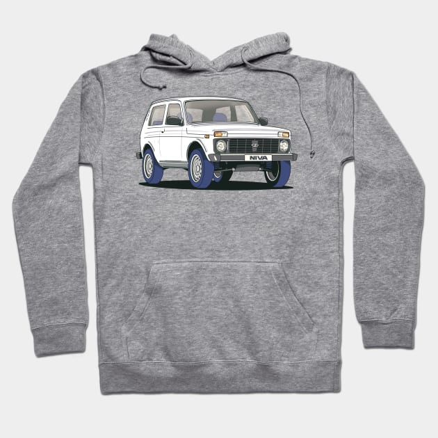 Lada Niva 4x4 in White Hoodie by Webazoot